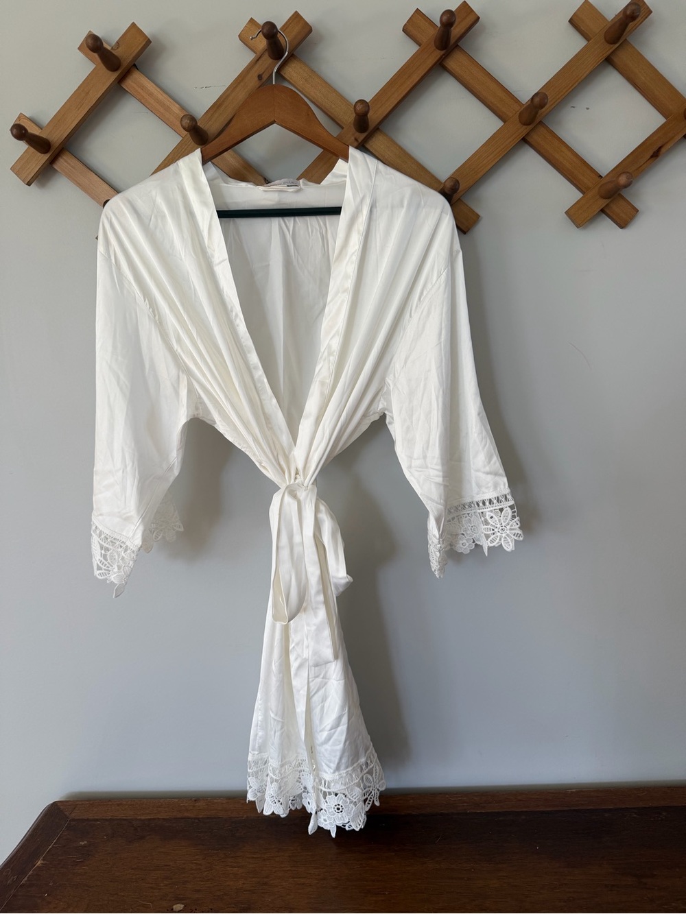 Kennedy Blue White Satin and Lace Robes